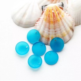 Unbranded 4 Turquoise Sea Glass Disks Cultured Glass Round with Concave Back - U111