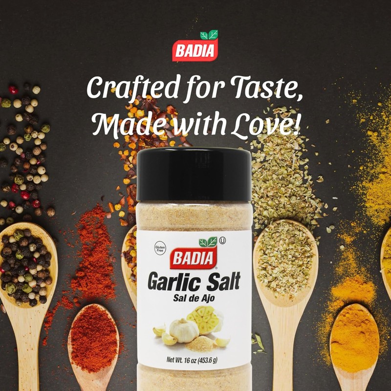 Badia Garlic Salt, 16 oz – Premium Blend of Salt