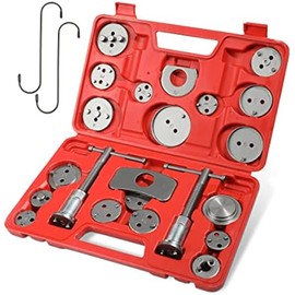 YAKEFLY 24Pieces Brake Caliper Tool,Universal Disc Brake Caliper Wind Back Tool and Piston Compression Sets,Heavy Duty Brake Caliper Compression Tool Caliper Piston Tool (Red)