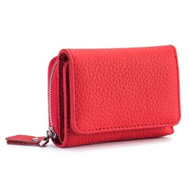 ZhaoCo Women's Small Wallet with Coin Compartment & RFID Protection, Genuine Leather Mini Wallet Credit Card Holder for Women Girls, red, Classic