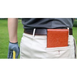 Handy Picks Leather Golf Scorecard Holder | Yardage Book Cover | Scorecard n Pencil Included | Brown