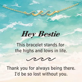 IEFLIFE Bestie Gifts for Women - Bestie Birthday Gifts for Women Friends, Birthday Friendship Gift for Friend Besties Friendship Bracelets for Friends Her Sister, Wave Bracelet Jewelry Gift for Her