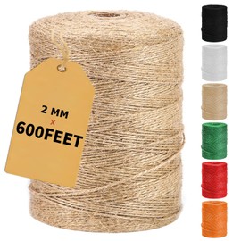 Vanhench 600Feet Natural Jute Twine String, Bulk Hemp Jute Rope Cord Twine for Crafts Gardening, Gift Wrapping, Arts & Crafts, Wedding Décor, Packing Material Burlap Ribbon, Christmas Twine