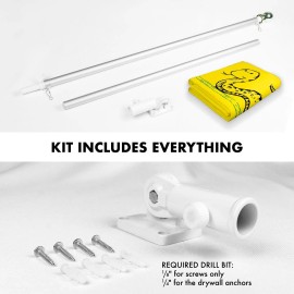 UD_G128 Combo Pack: 6 Ft Tangle Free Spinning Flagpole (Silver) & No Step on Snek Cute Cartoon Flag 3x5 Ft Printed 150D Polyeste