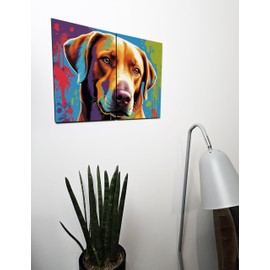 The Plum Penguin Labrador Retriever Pop Art Wall Decor - Dual A4 MDF Wooden Panels Canvas Alternative 40 x 30cm