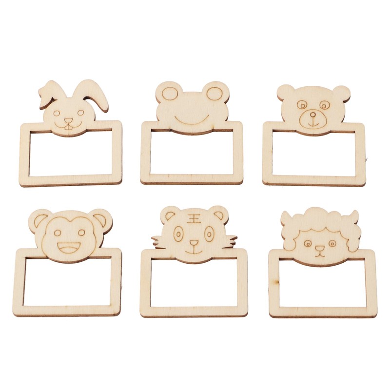 100pcs Wooden Cartoon Animal Photo Frame Decorative Hand Painting Photo