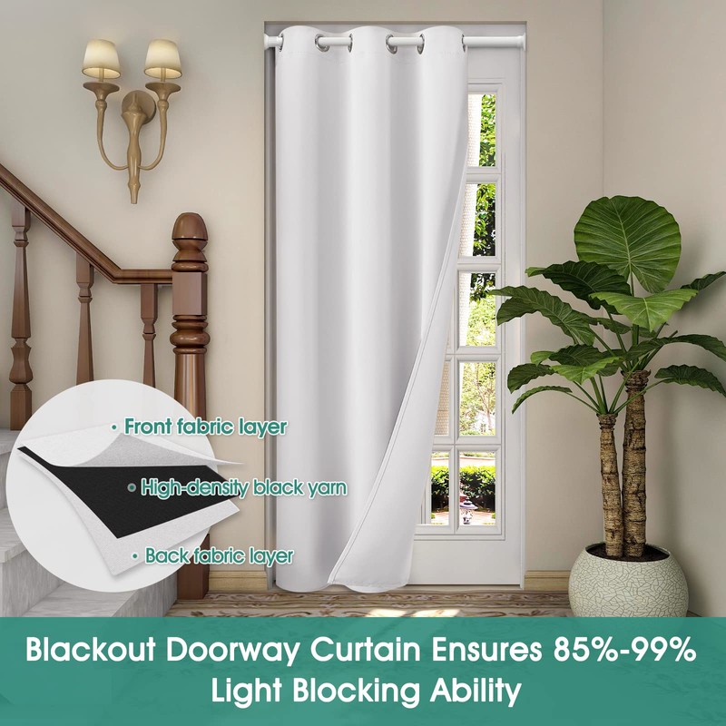 HOMEIDEAS Greyish White Doorway Curtains Privacy, Grommet Closet Curtain for