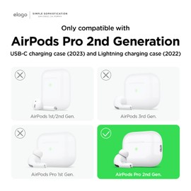 elago Compatible with AirPods Pro 2nd Generation Case Cover Clear - Protective Case Cover with Keychain, Transparent Shockproof, Gel Tape Included, Wireless Charging, Reduce Yellowing [Transparent]