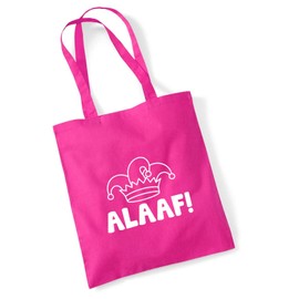 huuraa Alaaf Jester Cap Jute Bag Cotton 10 Litres with Carnival Motif for All Jecks Gift Idea for Friends and Family, fuchsia