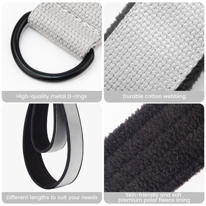 2PCS Pilates Double Loop Strap for Reformer Fitness D-Ring Straps