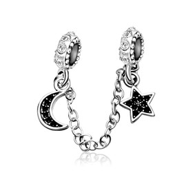 KunBead Jewelry I Love You to the Moon and Back Stars Safety Chain Charms for Women Girls