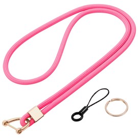 Vicloon Lanyard Neck Strap, Badge Lanyards, Neck Lanyard Neck Strap Badge Lanyards with Metal Key Rings and Lanyard Phone Ring Strap Detachable Lanyards for ID Badge Holder Keys Phone (Pink)