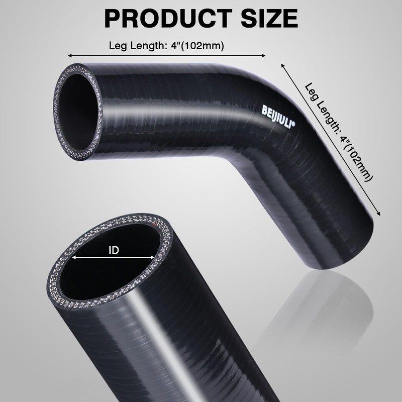 BEIJIULI 2" ID 4" Leg Length Silicone Coupler Hose with