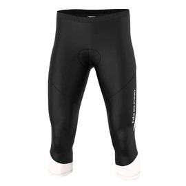 FDX Mens Quality Cycling Pant 3/4 Shorts Anti Bac Gel Padded Tights Bike Shorts (Black/White, Large)