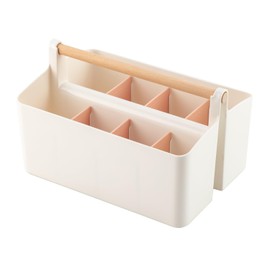 Vidifor Large Plastic Portable Caddy with Handle, Storage Organizer Bin with Adjustable Dividers for Art Supplies, Crafts, Colored Pencils, Makeup Desk