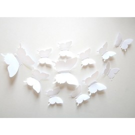 ufengke® 12-Pcs 3D Butterflies Wall Stickers Fashion Design DIY Butterfly Art Decals Crafts Home Decoration, White