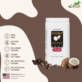 CAcafe Coconut Coffee, Coconut Infused Colombian Coffee, Creamy Drink Mix, Make Iced or Hot, Packed with Antioxidants, Natural Energy, and Stress Relief 19.05oz