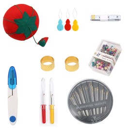 Grekywin Sewing Kit Set, 140 Pieces with Pin Cushion, Threaders, Needles, Seam Ripper, Scissors, Thimble, Measuring Tape