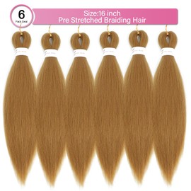 Braiding Hair Honey Blonde Prestretched Braiding Hair 16 inch Honey Blonde Hair for Braiding Synthetic Hair for Braiding Box Braids Crochet Knotless Micro Jumbo Pre Stretched Braiding Hair(27#6packs)