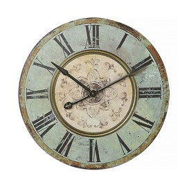 Creative Co-Op Distressed Mint Green Round Wall Clock