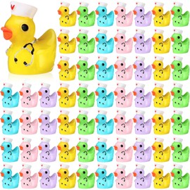 Gemscream 100 Pcs Mini Resin Duck Tiny Duck Statues with Nurse Hat Stethoscope Nurse Graduation Gifts Miniature Figurines Resin Animals for Nursing Graduation Gifts