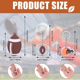 3 Pcs Football Keychain, Football Keychains for Boys Keychains for Backpacks, Rotating Rugby American Football Keychain Pendant Men Women Super Bowl Sports Metal Key Chain Birthday Gifts for Boys
