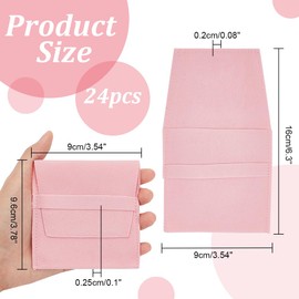 nbeads Pack of 24 Pink Microfibre Jewellery Bags, Cosmetic Bag, Velvet Jewellery Flap Bags, Foldable Envelope Bag for Earrings, Bracelets, Necklaces, Packaging, 9.6 x 9 cm