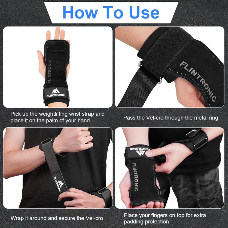 Flintronic Weight Lifting Wrist Strap, Leather Weightlifting Grip Strap, Enhanced