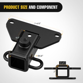 Nilight 2 Inch Rear Trailer Hitch Receiver Class 3 Tow Towing Hitch & Cover Kit for Gladiator JT 2019 2020 2021 2022 2023 2024 2025 with Hitch Cover