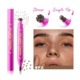 Beauty Glazed Dual-Ended Freckle Stamp Pen – Realistic Faux Freckles Makeup with Soft Sponge Stamp & Precision Tip – Waterproof Long-Lasting Freckle Marker for Natural or Bold Looks (02 Mousy Brown)