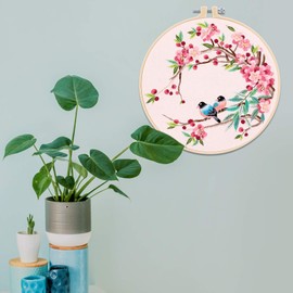 MWOOT Full Range Embroidery Starter Kit, DIY Cross Stitch Stamped Embroidery Kit for Adults Beginner Starter (Birds and Flowers)