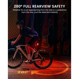RAVEMEN TR150 Bike Tail Light, 280° Visible Bike Rear Light with Brake Detection and Auto On Off Feature