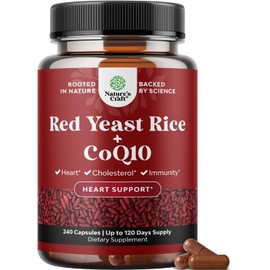 Red Yeast Rice with CoQ10 Supplement - Advanced Healthy Heart & Healthy Cholesterol Levels Formula for Men & Women - Extra Strength Capsule with Red Yeast Rice 1200 mg Capsules with CoQ10-240 Count