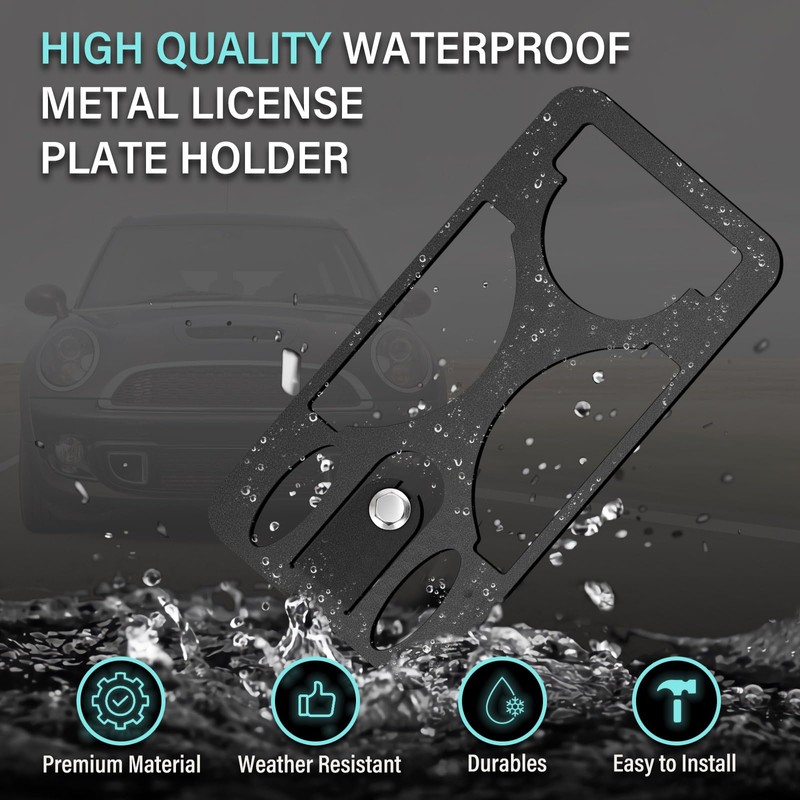 No Drill Front Bumper License Plate Mount Compatible with Mini
