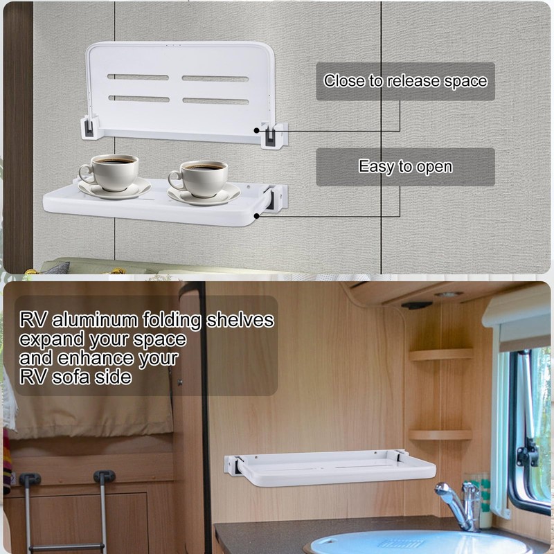 PEUTIER RV Shelf, RV Aluminum Foldable Shelf 90 Degree Foldable