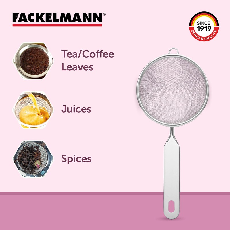 Fackelmann strainer, kitchen sieve made of stainless steel, fine mesh