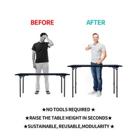 (8-pack)Folding Table Risers for Straight/Bent Leg,Heavy Duty Folding Table Leg Extensions,4 Levels Adjustable table risers 3.6"/6.77"/9.9"/13",Table leg extenders-Ideal for Improving Your Back Pain