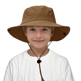Jastore Waterproof Quick Dry Kids Fishing Safari Hat Boys Sun Hat Girls Beach Hat UPF 50+ Outdoor Bucket Hat(US, Age, 3 Years, 6 Years, Brown)