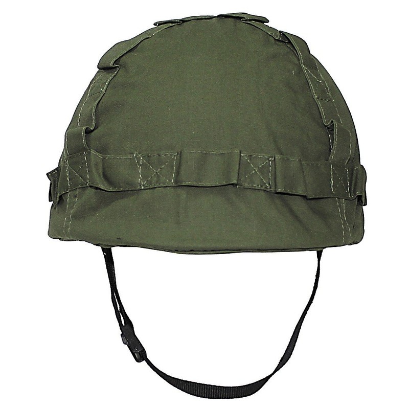 MFH Plastic Helmet with Woodland Camo Cloth Cover