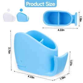 2Pcs Cute Kids Whale Toothbrush Holder for Bathrooms, Toddler Fun Ocean Animal Toothbrush Holder Blue and White, Silicone Toothbrush Holder Organizer, Whale Bathroom Décor