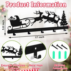 POILKMNI Christmas Stocking Holder, Metal Hanging Sign with 5 Hangers for Fireplace Mantel, 17 Inch, Black