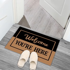 FLUNACO Welcome Door Mat You're Here Doormat Funny Doormat for Bathroom Kitchen Front Porch Rugs Entrance Mat 23.6" x 15.7"