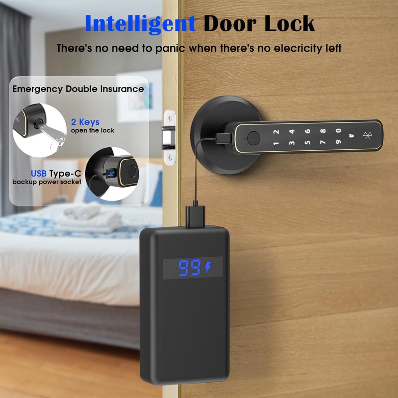 Advwin Smart Lock Door, Fingerprint Keypad Deadbolt Lock Keyless Entry
