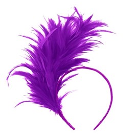 LKQBBSZ Mardi Gras Women's Headpiece Headbands - 20s 50s Feather Headband HeadWear Hair Accessories for Women Girls (Purple, One Size)