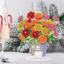 F-CANLAN 5D Diamond Painting Decorations Ornaments - Flower Pot Decorated Desktop Diamond Art Kits Flower Decorated Desktop Paint with Diamonds for Adult Beginner Decorated Desktop (19.8X19.8 CM)