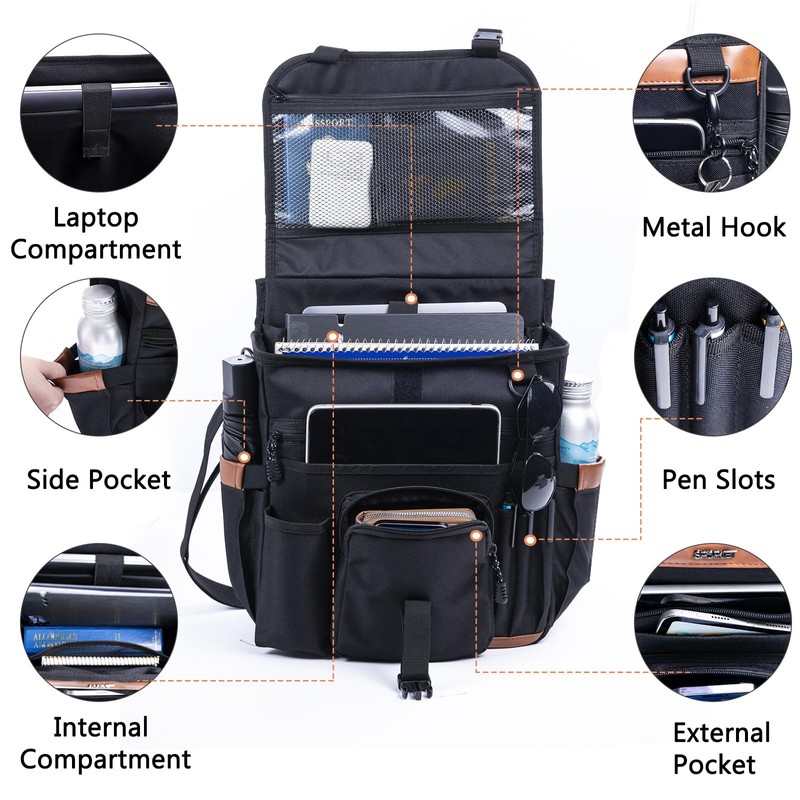 SPORJET Car Seat Organizer with Lid and Laptop Compartment (Fits