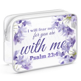 Inspirational Gifts for Women Friends Religious Clear Makeup Bag with Zipper Positive Gifts Bible Verse Gifts for Couples Cosmetic Travel Bag Organizer Baptism Gifts for Adults Faith Religious Gifts