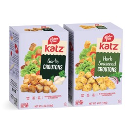 Katz Gluten Free Croutons Variety Pack – Garlic & Herb Seasoned Perfect for Salads & Soups. Dairy-Free, Nut-Free, Soy-Free, Kosher, Allergy-Friendly, No Artificial Additives. 2-Pack (6 oz Each)