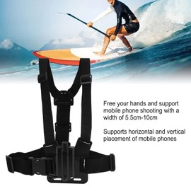 Goshyda Phone Chest Mount, Adjustable Action Camera Strap Mount with Phone Holder, J Shape Mount, Screw, Adapter for Osmo Action for etc