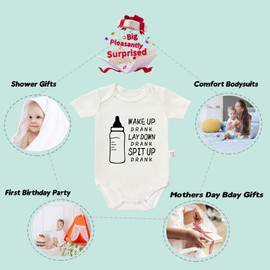 Cviwsluad Wake Up Drank Lay Down Drank Spit Up Drank Infant Boy Clothes, Unisex Newborn Clothing, Little Brother Baby Outfit Short-Sleeve Bodysuit (White, 12-18 Month)